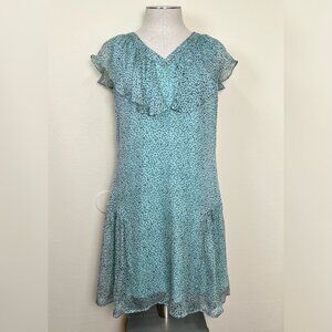 ESSENTIEL ANTWERP Silk Turquoise Blue Ruffled Sleeveless Dress Euro Size 38 US 6